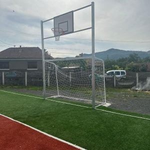 PORTI FOTBAL PROFIL PATRAT DUR ALUMINIU, 3X2 M, CU PANOU BASCHET (2 BUCATI),COD 421