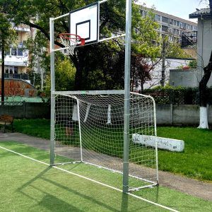 PORTI  FOTBAL PROFIL PATRAT DUR ALUMINIU, 3X2 M, CU PANOU BASCHET (2 BUCATI),COD 421