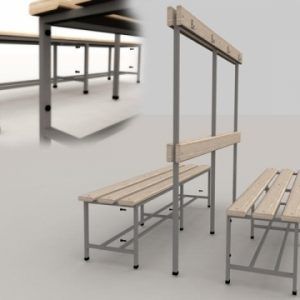 BANCA DUBLA CU CUIER PENTRU VESTIAR,2 M LUNGIME,COD 206